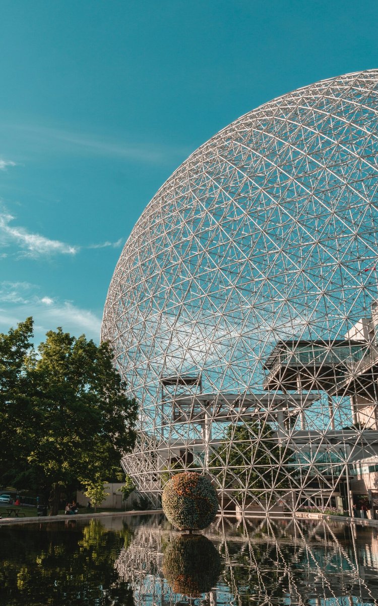 The Montréal Biosphère dome reflected in the water